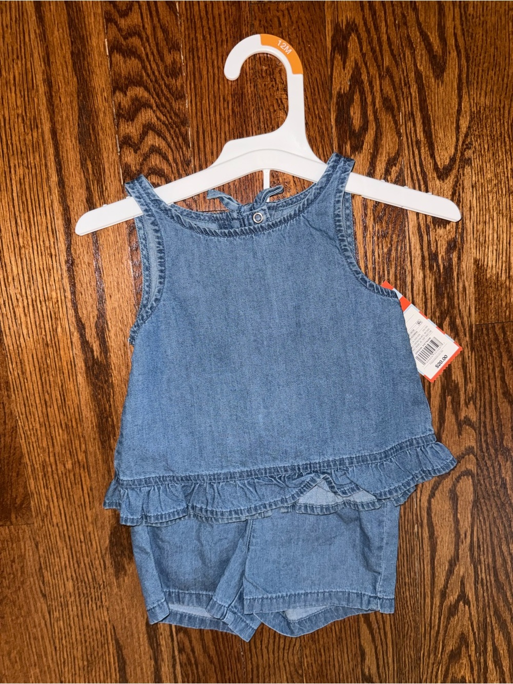 Cat & Jack Denim-Blue Ruffle Tank and Shorts Set